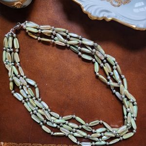 Vintage Sterling Mother of Pearl Beaded Necklace
